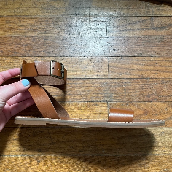 EUC Madewell Women's Boardwalk Ankle-Strap Sandal in English Saddle Size 9 - Picture 3 of 10